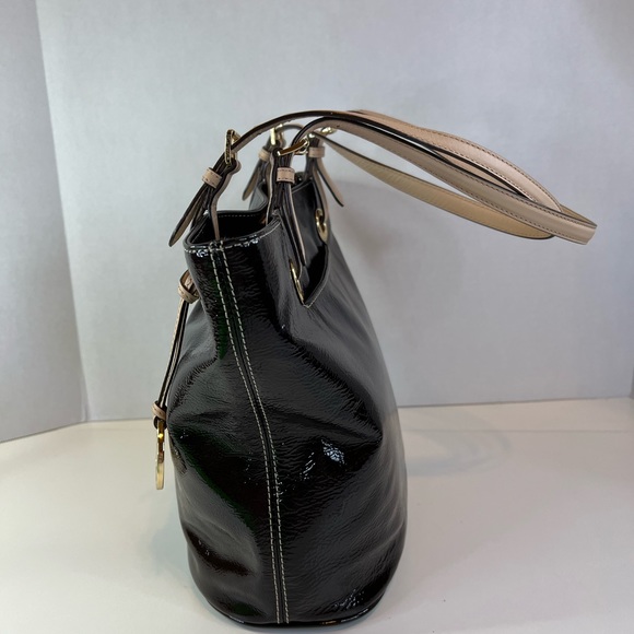 Michael Kors Dark Brown Patent Leather Tote w/COA - Picture 4 of 10